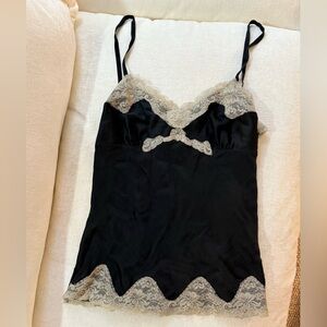 Express Black and Cream Lace Trim Chemise